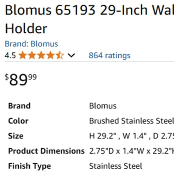 BLOMUS 🍷 29-Inch Stainless Steel Wall-Mounted Wine Bottle Holder - Picture 16 of 16